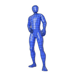 Wireframe human figure standing and posing