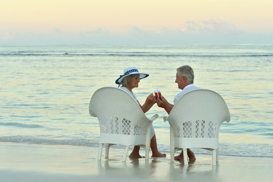Senior couple on beach 