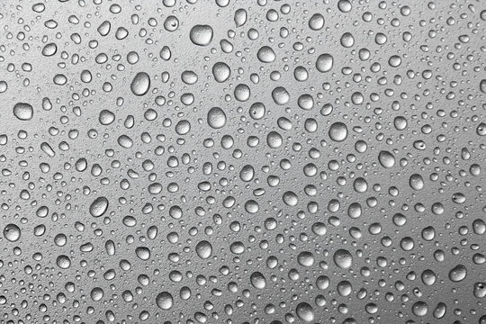 water drops on a silver background.water drops on metal silver background