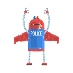 Cute cartoon android policeman character vector Illustration