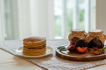 pancakes with jam breakfast