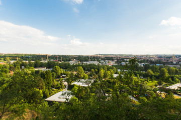 aerial view of prague taken from the prague zoo