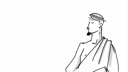 Greek man isolated on white Vector sketch for storyboard, projects, cartoon