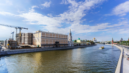 Fototapeta premium Cityscape of Moscow viewing and Cathedral of Christ the Saviour , Kremlin Palace and Moskva River