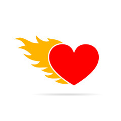 Heart in flame. Vector illustration