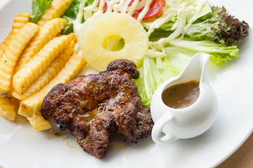 Stir Fried Pork Steak , Roasted Grilled Pork Steak