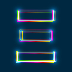 Greek Capital Letter Xi. Multicolor outline font with glowing effect on blue background. Vector EPS10