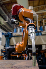 Industrial robot is in ready position 