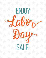 Labor day sale unique advertisement poster with handwritten lettering