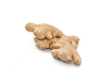 root ginger isolated on white