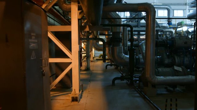 Motion along Workshop with Pipes to Centrifugal Compressor