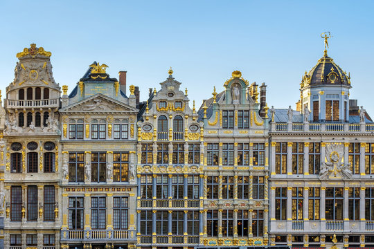 Guild houses on the Grand Place (Grote Markt), Brussels (Bruxelles), Belgium