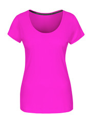 Fuchsia hot pink tight women s t shirt with copy space isolated on white