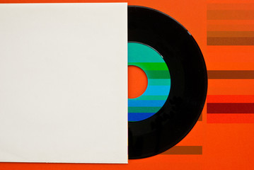 Vinyl Langspielplatte und Platten Cover - Textfreiraum - Farbenfrohes Retro Design