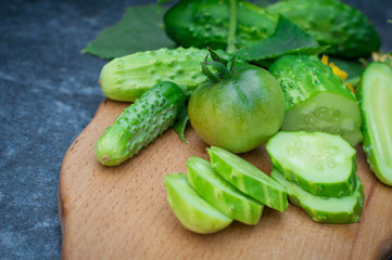 Fresh cucumber, carrots and red beet