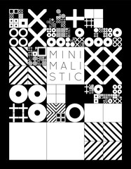 Obraz premium Subdivided grid system with symbols. Randomly sized objects with fixed space between. Futuristic minimalistic monochrome layout. Conceptual generative background. Procedural graphics. Creative coding.