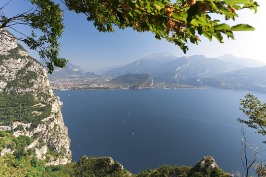 Italy. Veneto. Verona district. Lake Garda. Riva del Garda. Lake seen from the ponale trail