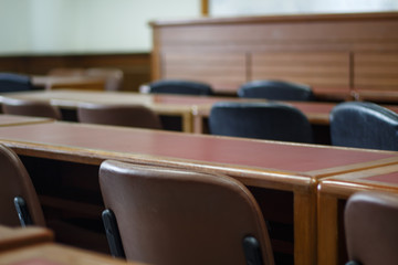Lecture room with empty seats Business seminar education