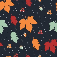 Seamless Fall Pattern with Leaves