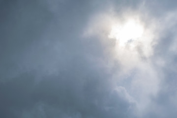 sunlight on black cloud in to the strom