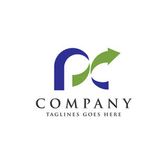 PC letter logo design vector illustration template,P letter logo vector, letter P and C logo vector, creative Letter PC letter logo