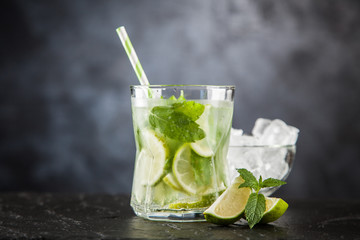 Mojito cocktail on dark background