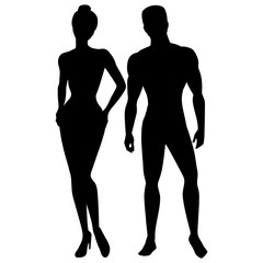 Silhouettes of man and woman