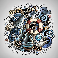 Nautical cartoon vector doodle illustration