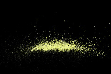 Color powder explosion isolated on black background