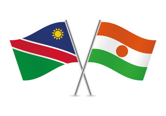 Namibia and Niger flags.Vector illustration.