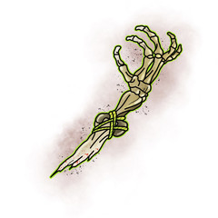 Stylized knife. Tattoo design. Cartoon illustration, hand drawn style.