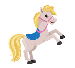 Cartoon horse rearing up. Vector illustration isolated on white background.
