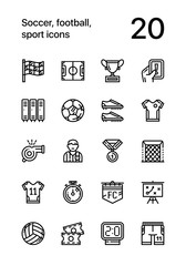 Soccer, football, sport icons for web and mobile design pack