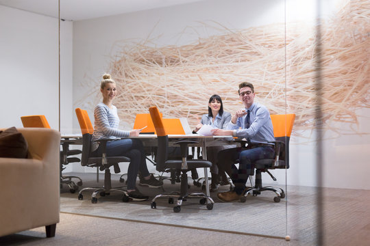 Business Team At A Meeting at modern office building