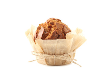 Tasty muffin isolated on white background
