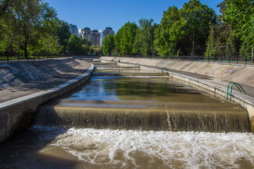 Vesnovka river in Almaty city in spring, Kazakhstan
