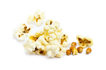 Cheese popcorn isolated on a white background