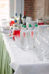 Catering drinks - bottles with clean water.