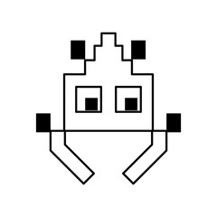 videogame pixel character icon image vector illustration design  black and white