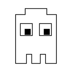 videogame pixel character icon image vector illustration design  black and white