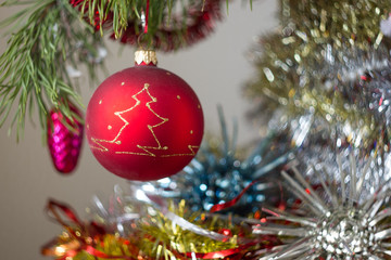 Christmas decoration is a red ball