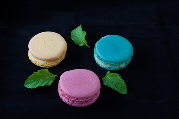 French macaroons and mit leaves