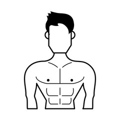 Fototapeta premium muscular man torso avatar fitness icon image vector illustration design black and white