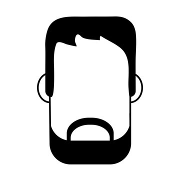 bearded man avatar icon image vector illustration design  black and white