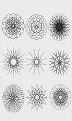 Set of abstract circles. Contemporary floral pattern.