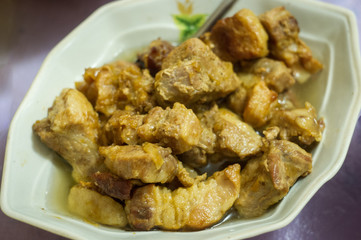 Cooked pieces of meat on a plate
