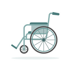 Fototapeta na wymiar Wheelchair isolated on white background. Flat style, vector illustration. 