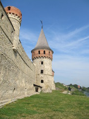 Fototapeta na wymiar Medieval tower in Kamianets-Podilskyi, Ukraine