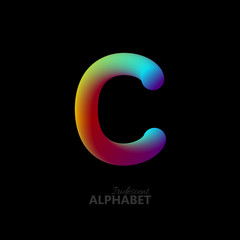 3d iridescent gradient letter C.