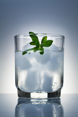 Cold drink with ice and mint